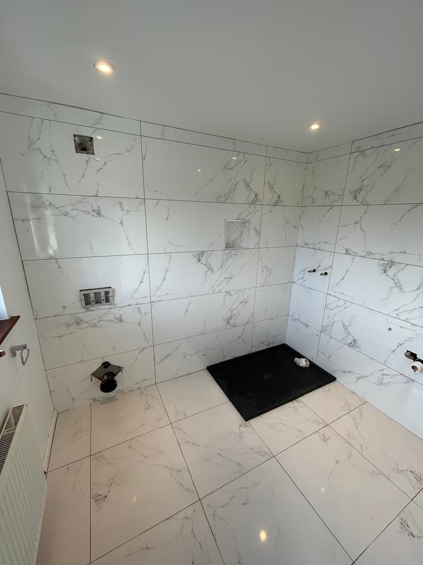 Marble tiled bathroom